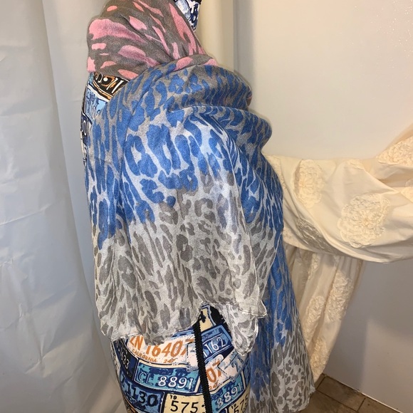 Long Multi Colored Scarf or Light Wrap as pictured - Picture 2 of 4